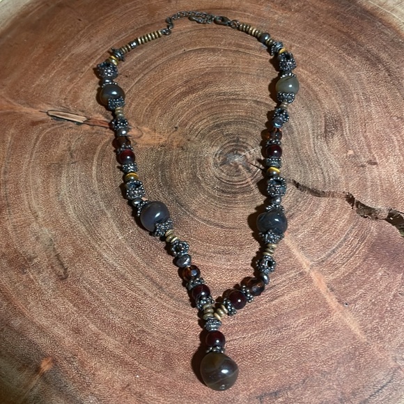 Unique Bronze Earth Toned Beaded Necklace - Picture 8 of 8